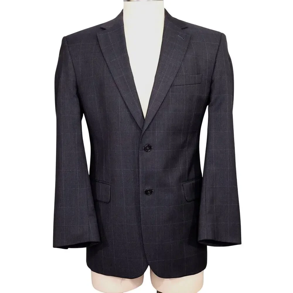 Jos A Bank Sport Coat Mens 41R Wool Silk Blue Gray Jacket Blazer Signature